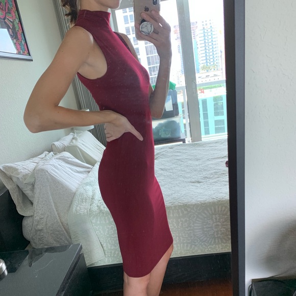 Wine colored midi dress - Picture 3 of 3